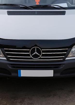 Накладки на кант решітки радіатора (2000-2002, 7 частин, нерж) для mercedes sprinter w901/902/903/904/905 рр