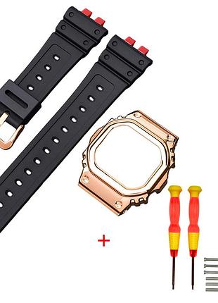 Ремінець + безель (рант) для casio g-shock gmw-b5000 red-black rg