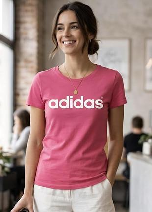 Шикарная женская футболка розового цвета adidas neo label made in cambodia, 💯 оригинал