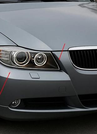 Накладки на фари (2 шт., пласт) для bmw 3 серія e90/e91 2005-2011 рр