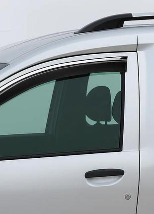 Ветровики с хромированным молдингом niken luxury (2 шт) для renault dokker 2013-2022 гг