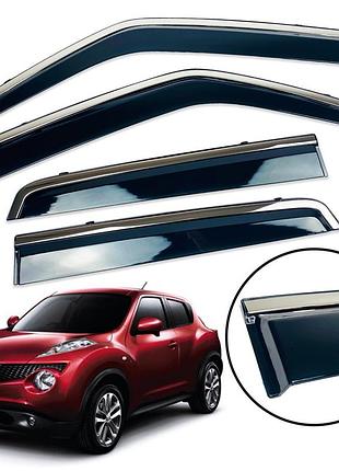 Дефлекторы окон (ветровики) nissan juke 2010-2018 нерж. з хром полоскою (defl)