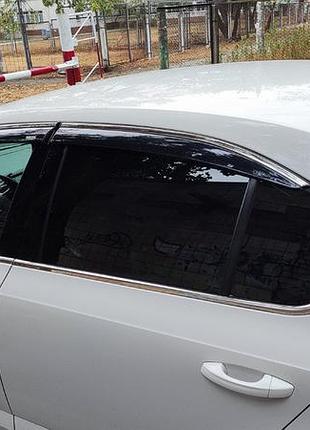 Ветровики с хромированным молдингом liftback (4 шт, niken) для skoda octavia iii a7 2013-2019 гг