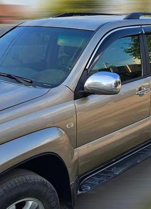 Дефлекторы окон (ветровики) toyota lc 120 prado/ gx 470 2003-2010 нерж. з хром полоскою (defl)