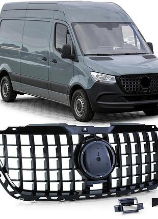 Передняя решетка panamericana gt panamericana черная premium с рамкой для mercedes sprinter w907/w910 2018- гг