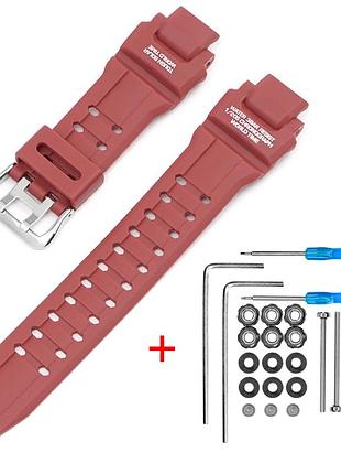 Ремінець для casio g-shock gw-a1000/gw-4000/ga-1000 red silver