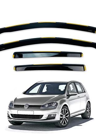 Дефлекторы окон (ветровики) volkswagen golf 7 вставні htb (hawk)