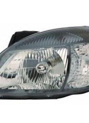 Фара передняя kia rio 2 2005-2010, левая h4, электрическая регулировка, с моторчиком, черная, depo, 223-1123lmlemn2