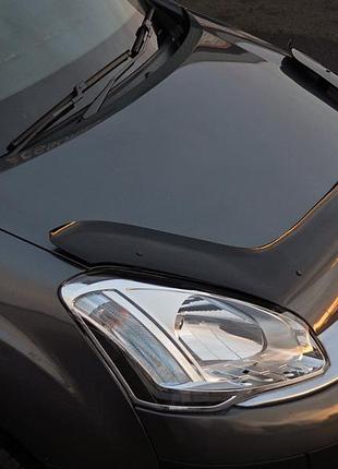 Дефлектор капота длинный (eurocap) для peugeot partner tepee 2008-2018 гг