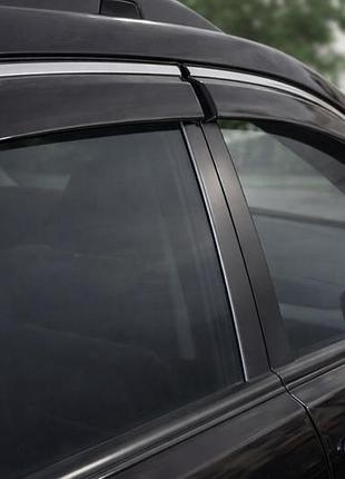Ветровики с хромированным молдингом niken luxury (4 шт) для kia sportage 2004-2010 гг