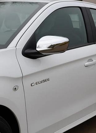 Накладки на зеркала (2 шт, нержавеющая сталь) для citroen c-elysee 2013-2022 гг