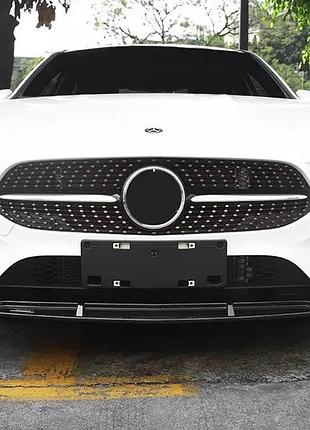 Передня лип накладка (для amg-line 2018-2021, чорна) для mercedes a-сlass w177 2018- рр
