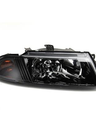 Фара передняя mitsubishi carisma 2000-2006, черная, правая h4, электрическая регулировка, depo, 214-1157r-ldem2