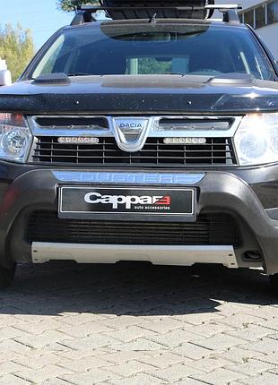 Накладка на передній бампер (abs, сіра) для renault duster 2008-2017 рр