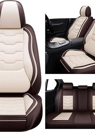 Авточехлы из pu (эко) кожи – стильные, износостойкие и универсальные в коричнево бежевом цвете
