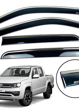 Дефлекторы окон (ветровики) volkswagen amarok 2009+ нерж. з хром полоскою (defl)