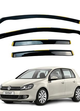 Дефлекторы окон (ветровики) volkswagen golf-6 2008-2012 hb вставні (hawk)