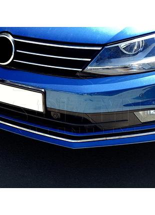Х/н volkswagen jetta 2014- накл. на решітку бампера 3шт. (tan24) хром-нерж