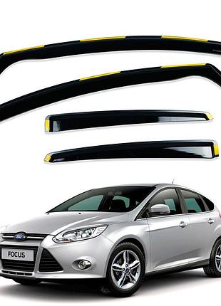 Дефлекторы окон (ветровики) ford focus sedan / hb 2012-2018 вставні (hawk)