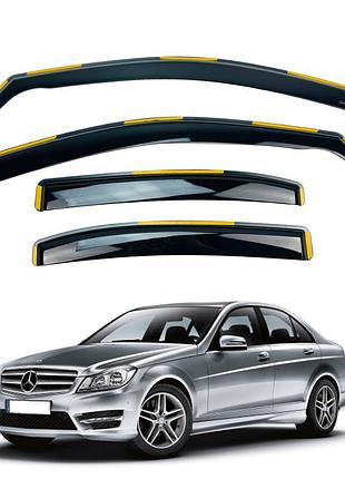 Дефлектори вікон (вітровики) mercedes c-class (w204) 2008-2014 (вст, 4шт) (hawk)