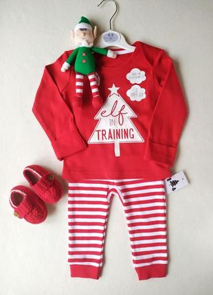 Новорічний комплект (штани і кофта) з бавовни з іграшкою