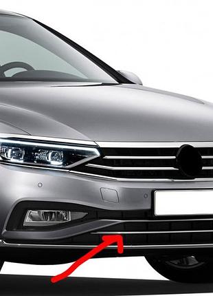 Верхняя накладка на бампер (2019-2026, 1 шт, нержавейка) для volkswagen passat b8