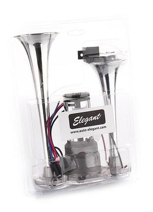 Сигнал повітряний 12v 2 дудки хром sl1032 270мм "elegant" (10шт/ящ)