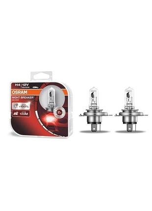 Автолампа h4 night breaker silver+100% 12v 60/55w p43t (кт 2шт)