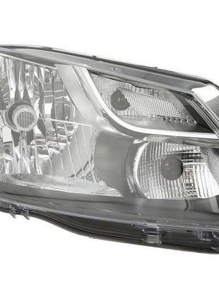 Фара передняя volkswagen caddy 2010-/touran 2010-2015, правая h4, механическая регулировка, с моторчиком, черное отражение, depo,