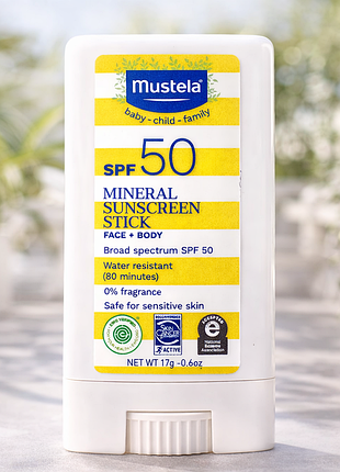 Минеральный солнцезащитный сток mustela spf 50 17 г для детей и чувствительной кожи