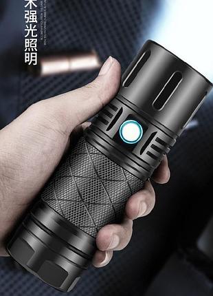 Ліхтарик-ручний акб вбудований,діод stt40,microusb,powerbank,довж.-14см,метал.корп."x-balong"bl-t402