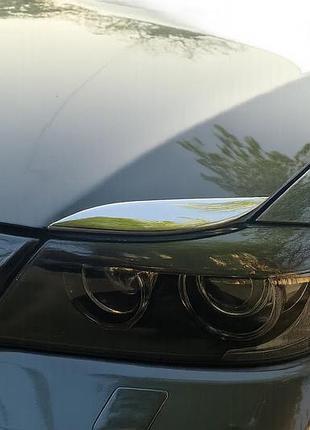 Хром накладки на капот (вії вище фар) для bmw 3 серія e90/e91 2005-2011 рр