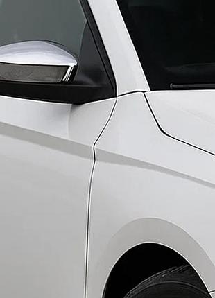 Накладки на зеркала с вырезом под поворотник (2 шт, нержавейка) для skoda rapid 2012-2019 гг