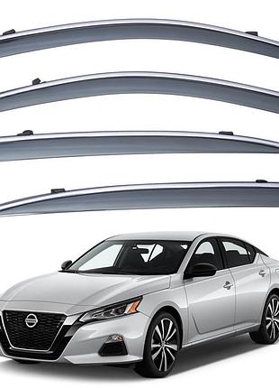 Дефлекторы окон (ветровики) nissan altima / teana 2019+ з хром полоскою (tan)