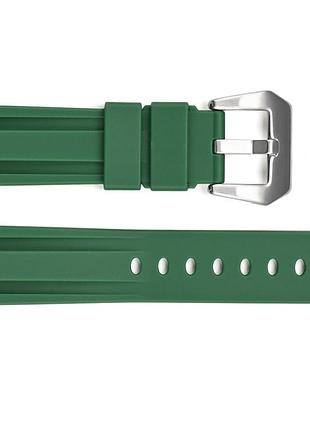Ремінець для годинника 3001 silicone green-silver 24 мм.