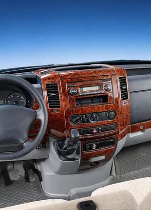 Накладки на панель (meric, 50 деталей) дерево для mercedes sprinter w906 2006-2018 рр