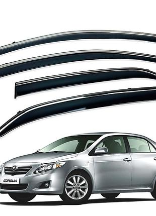 Дефлекторы окон (ветровики) toyota corolla 2007-2013 нерж. з хром полоскою (hawk)