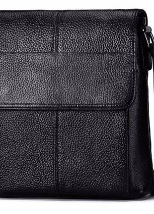 Чоловіча шкіряна сумка через плече tiding bag чорного кольору m38-3107a