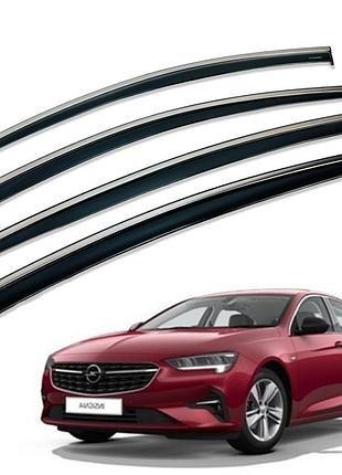 Дефлекторы окон (ветровики) opel insignia 2017+ нерж. з хром полоскою (hawk)