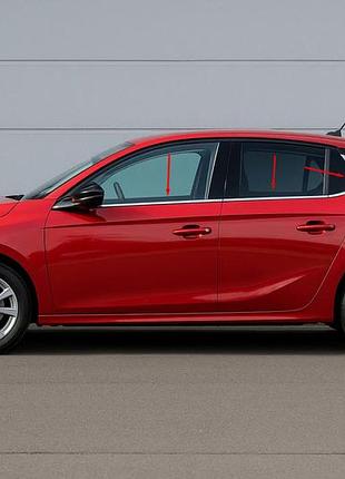 Нижние молдинги стекол нержавейка (6 шт) для opel corsa f 2019- гг