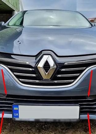 Накладки на бампер 2016-2021 (7 шт, нерж) для renault megane iv рр