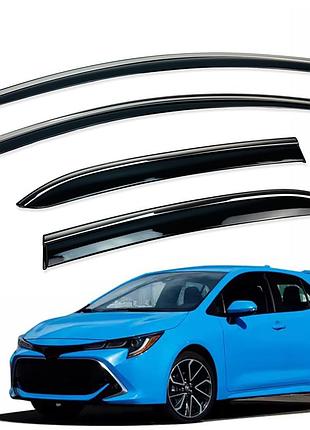 Дефлекторы окон (ветровики) toyota corolla hatchback 2019+ нерж. з хром полоскою (hawk)