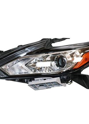 Фара передняя nissan altima 2016-2018, левая, механическая регулировка, без ламп (led.h9.7444na.w5w), темный отражатель, depo,