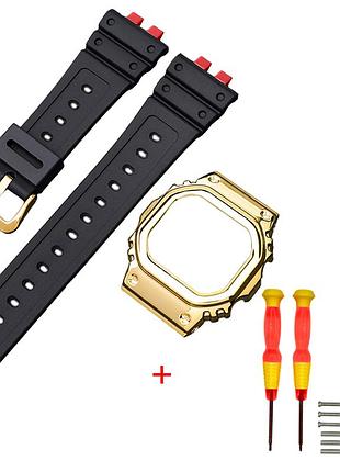 Ремінець + безель (рант) для casio g-shock gmw-b5000 red-black gd