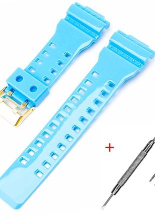 Ремінець для casio g-shock ga-100/110/120 light blue-glossy gd
