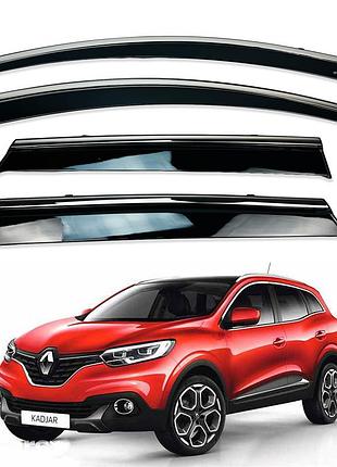 Дефлекторы окон (ветровики) renault kadjar 2015+ нерж. з хром полоскою (defl)