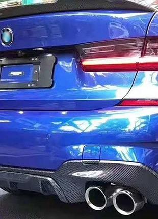 Задний диффузор бампера (для m-sport 2018-2022, под прямоугольные насадки, abs) для bmw 3 серия g20/g21 2018- гг
