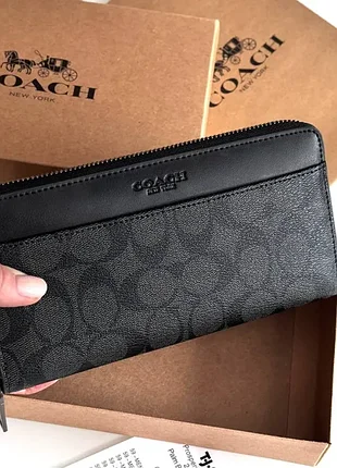 Чоловічий гаманець coach чорний на блискавці