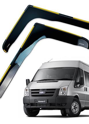 Дефлекторы окон (ветровики) ford transit 2000-2013 вставні (hawk)
