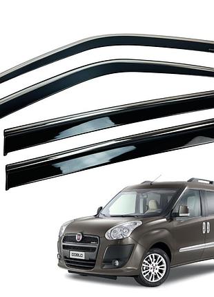 Дефлекторы окон (ветровики) fiat doblo ii / opel combo 2010+ нерж. з хром полоскою (hawk)